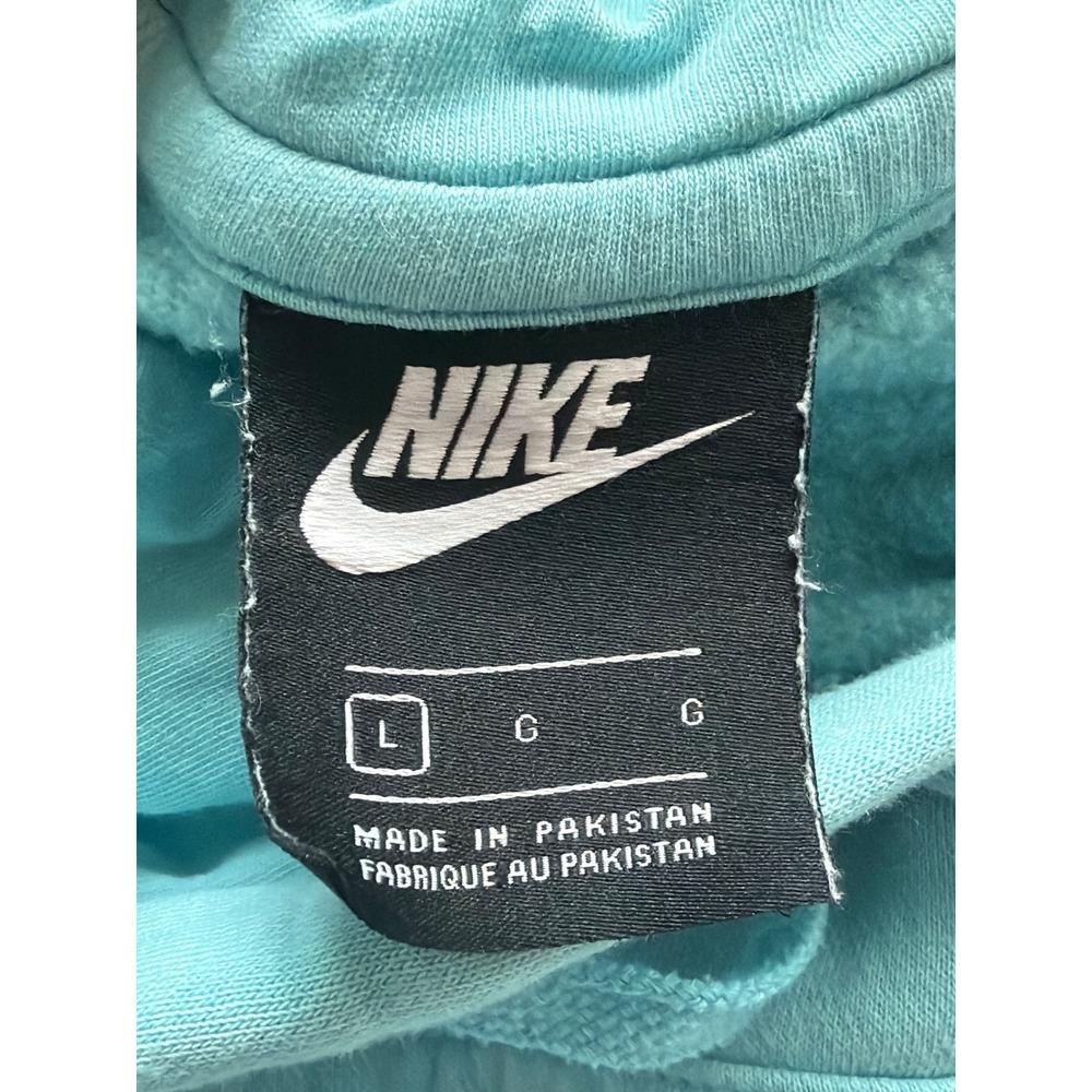 Nike Sportswear Club Fleece Hoodie Light Blue Aqua Futura Logo Mens Large - Picture 4 of 5